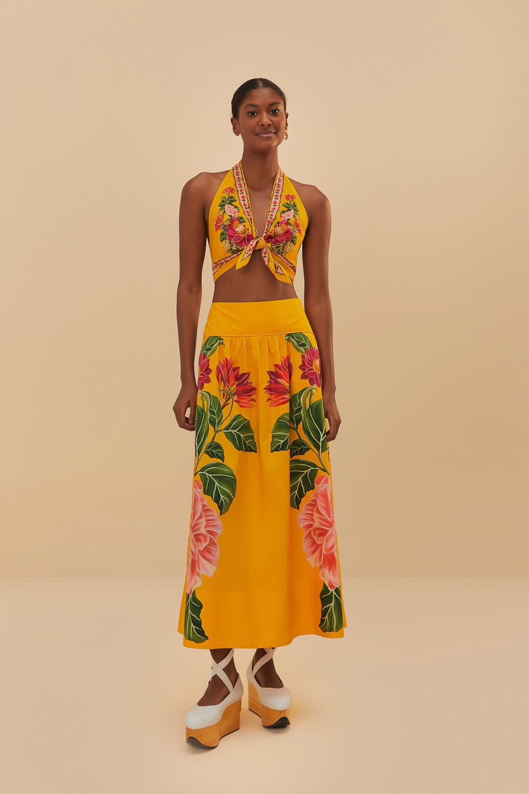 Yellow Spring Awakening Organic Cotton Crop Top