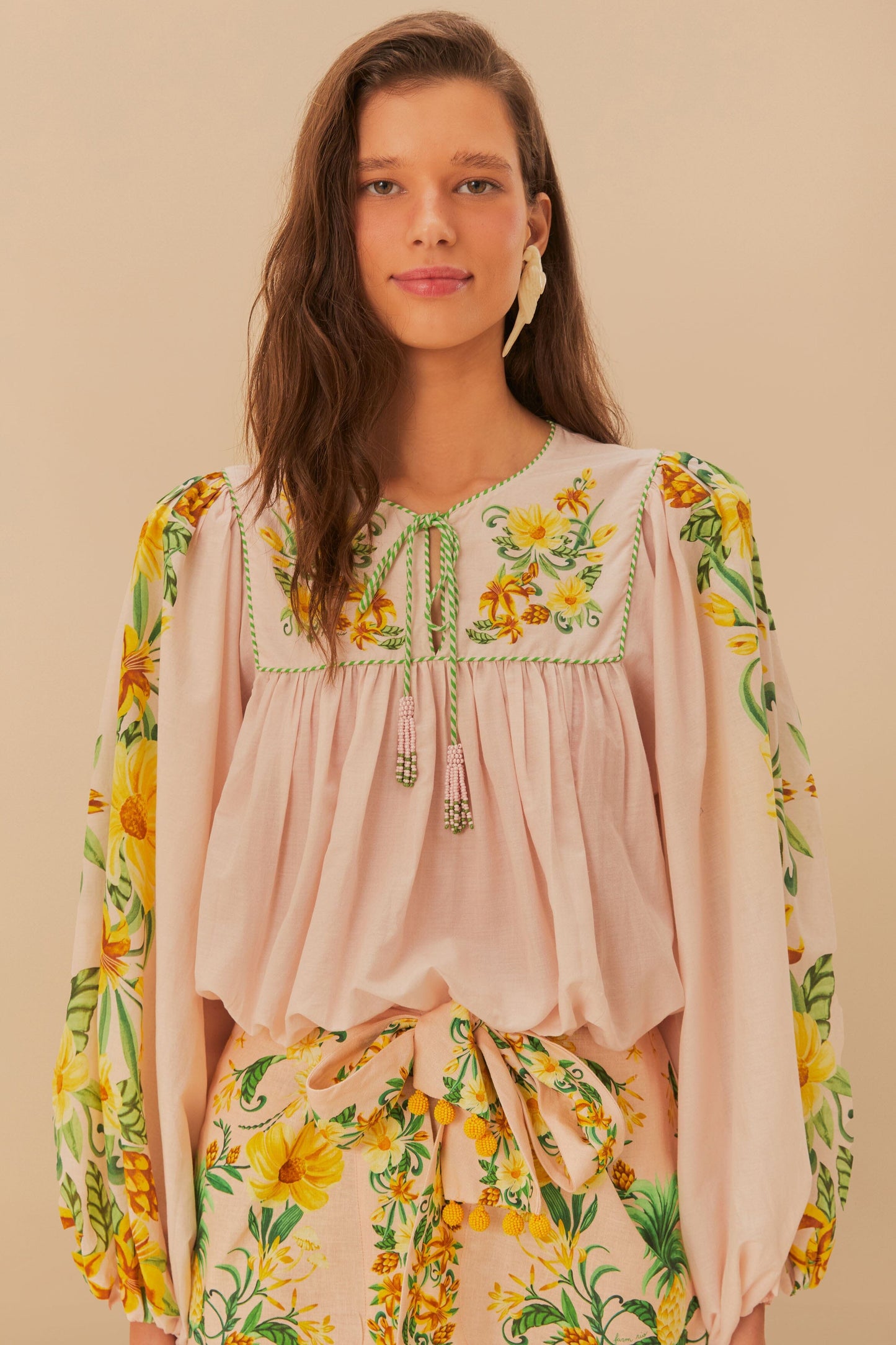 Pink Botanical Beauty Long Sleeve Blouse
