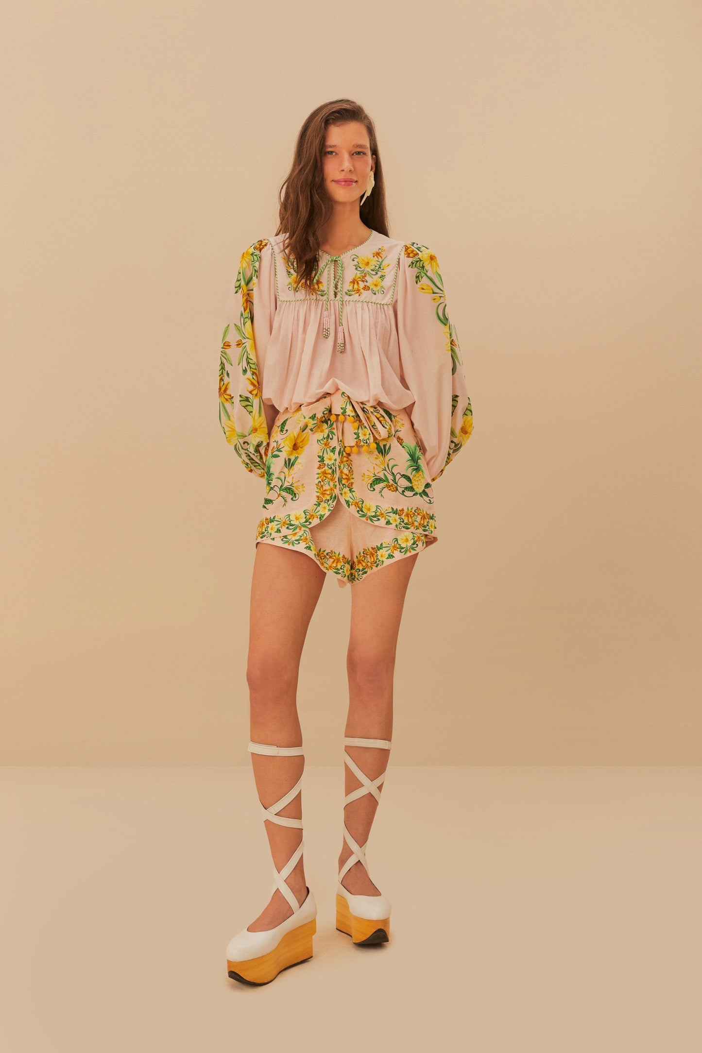 Pink Botanical Beauty Long Sleeve Blouse
