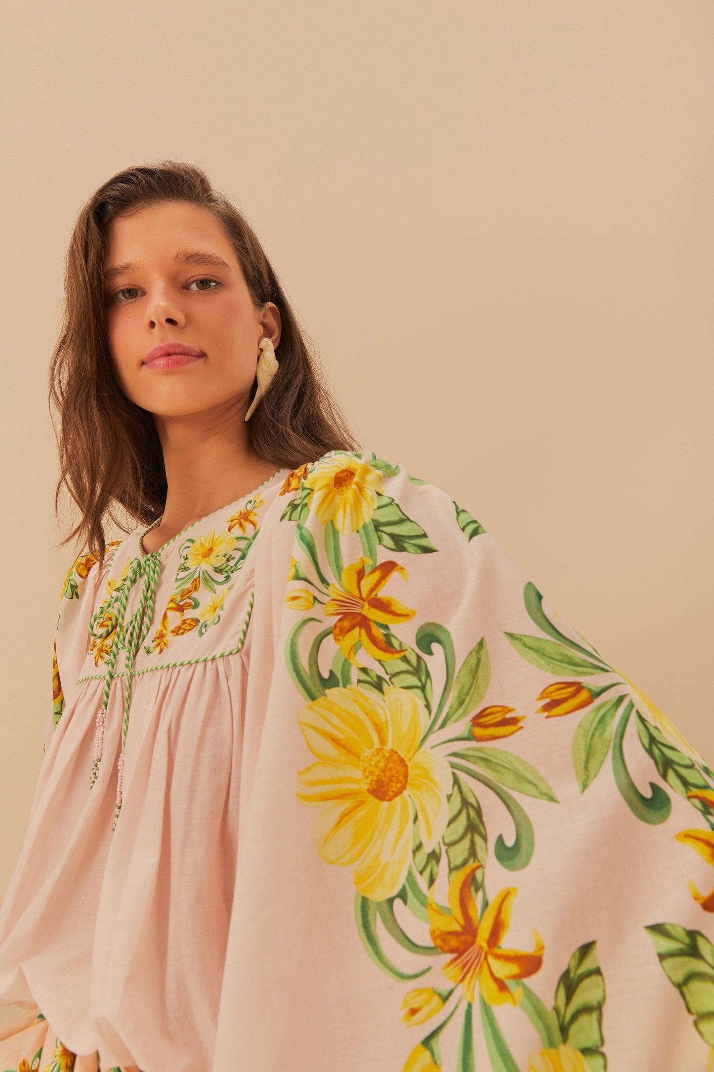Pink Botanical Beauty Long Sleeve Blouse