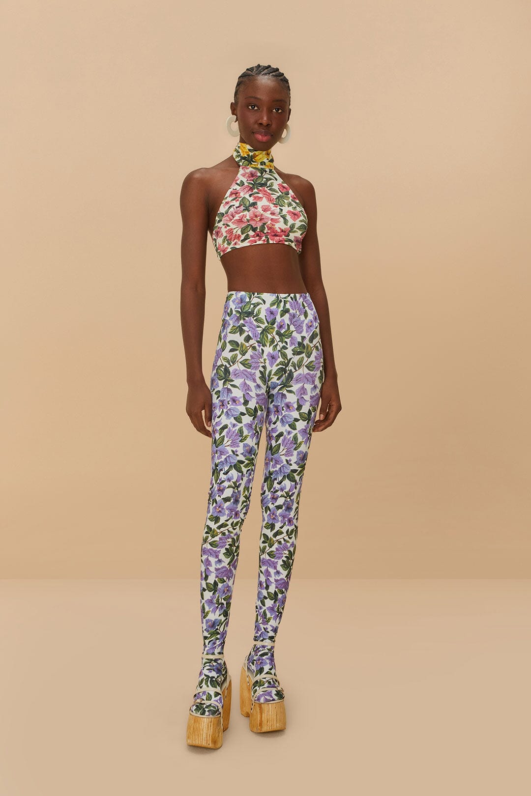 Lilac Halftone Bougainvillea Pants