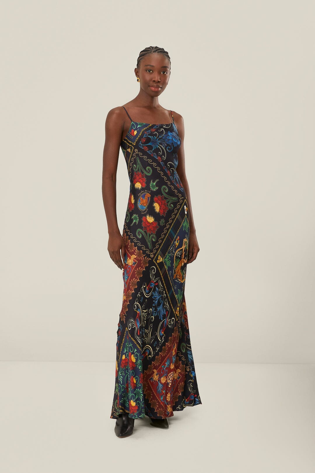 Mixed Arabesque Scarves Sleeveless Maxi Dress