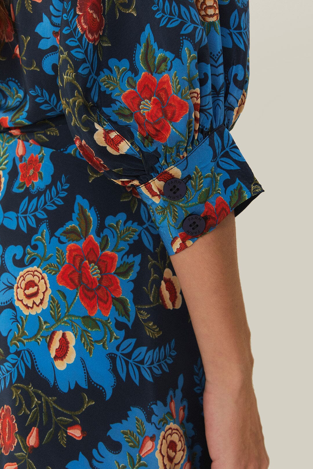 ARABESQUE FLORAL BLUE MIDI DRESS