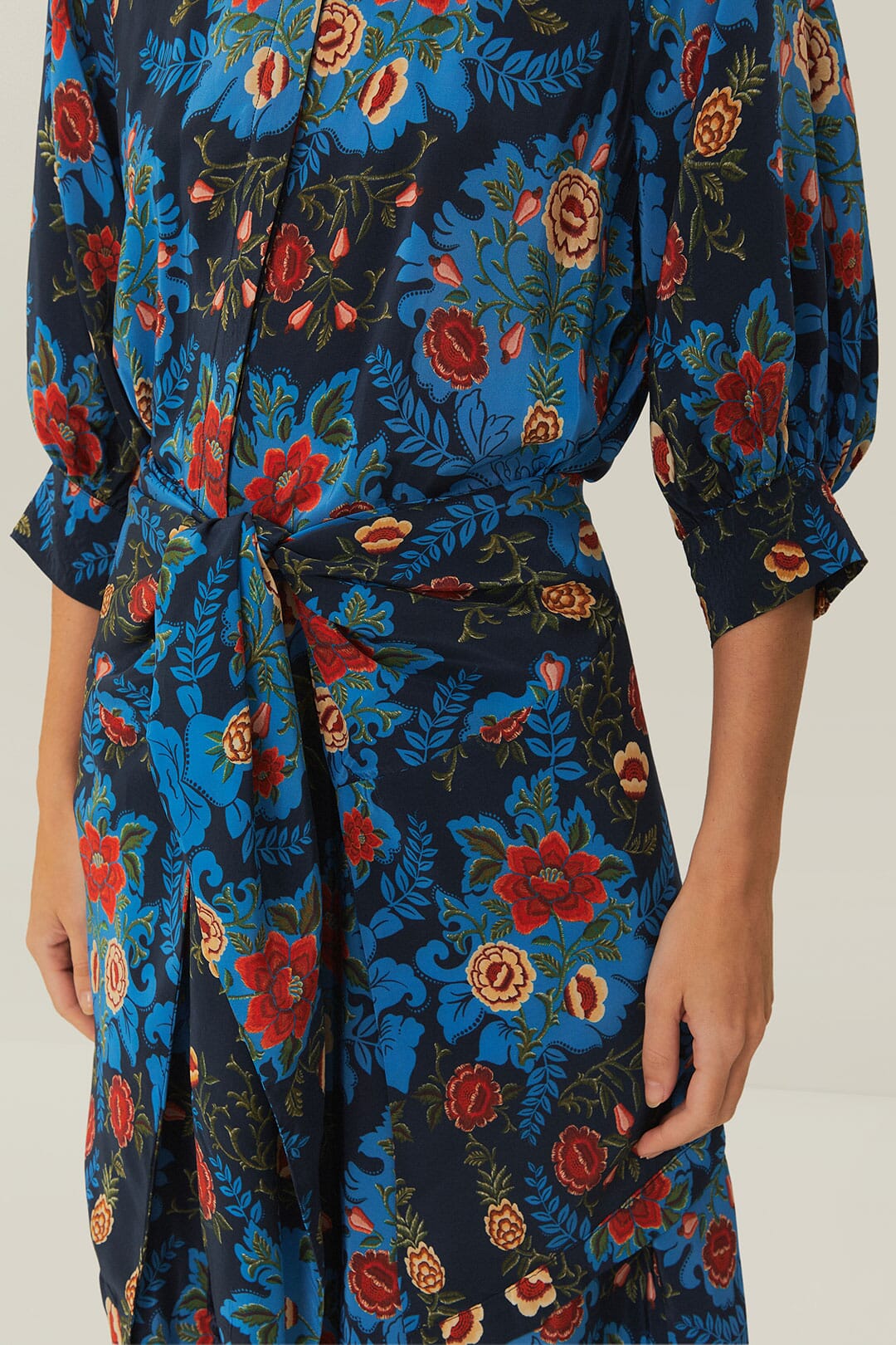 ARABESQUE FLORAL BLUE MIDI DRESS