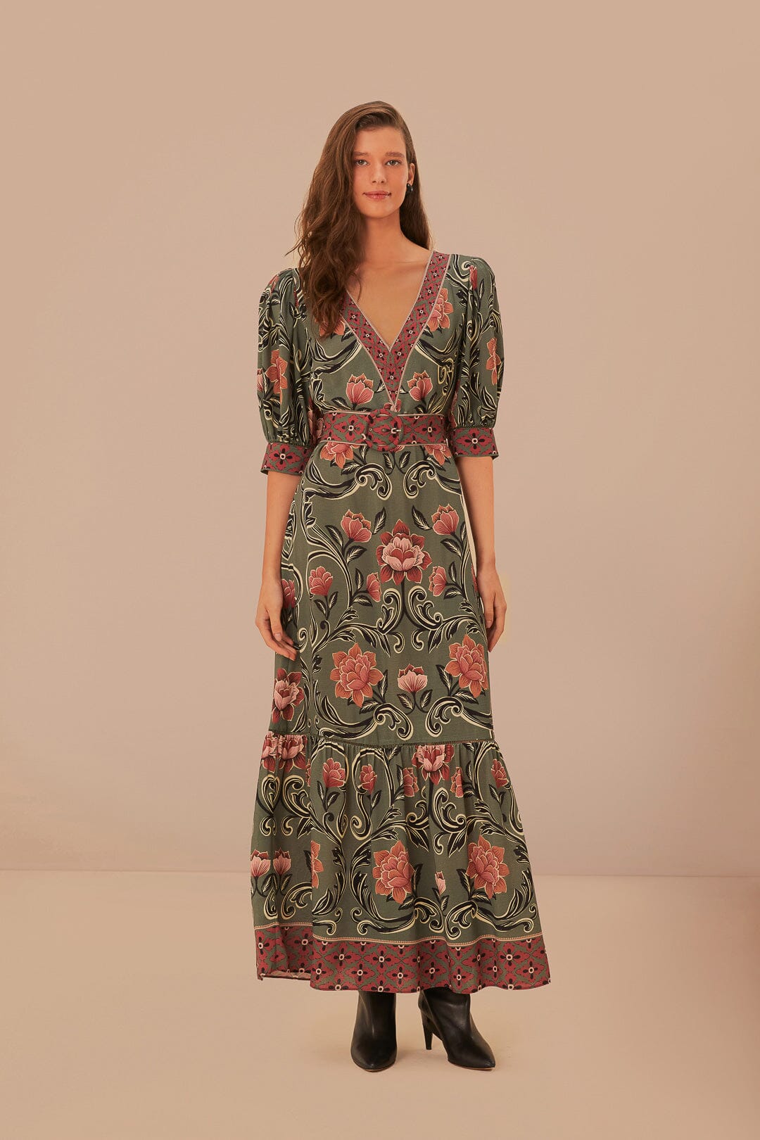 Green floral maxi dress uk best sale