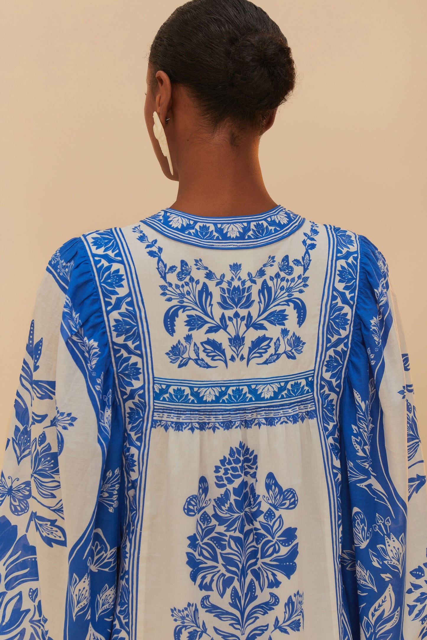 OFF-WHITE DELICATE TAPESTRY MAXI DRESS LONG SLEEVE