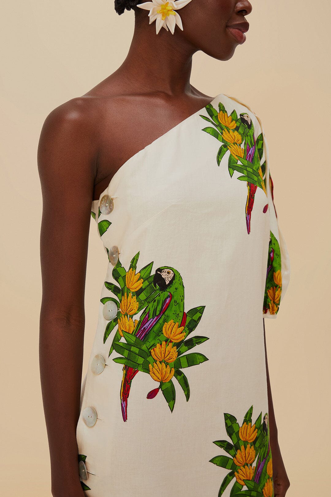 Off-White Maracana Bird LENZING ECOVERO Euroflax Mini Dress