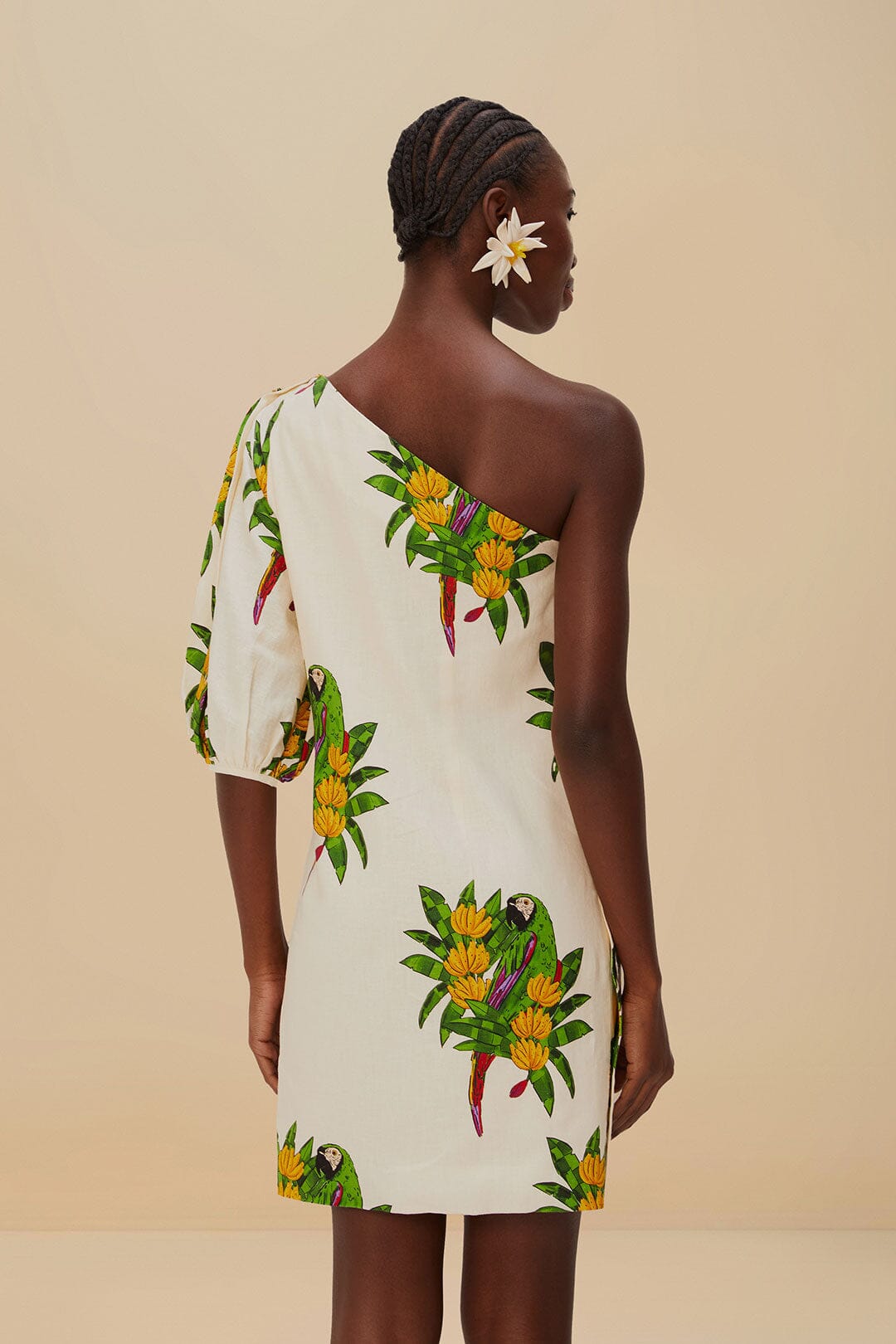 Off-White Maracana Bird LENZING ECOVERO Euroflax Mini Dress