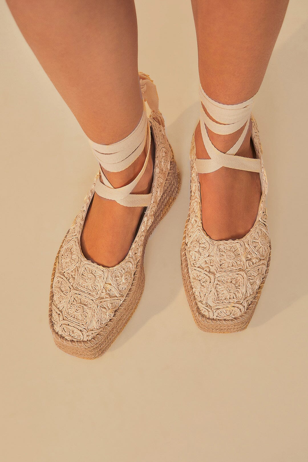 Natural Ballerina Espadrille Flatform Sandal