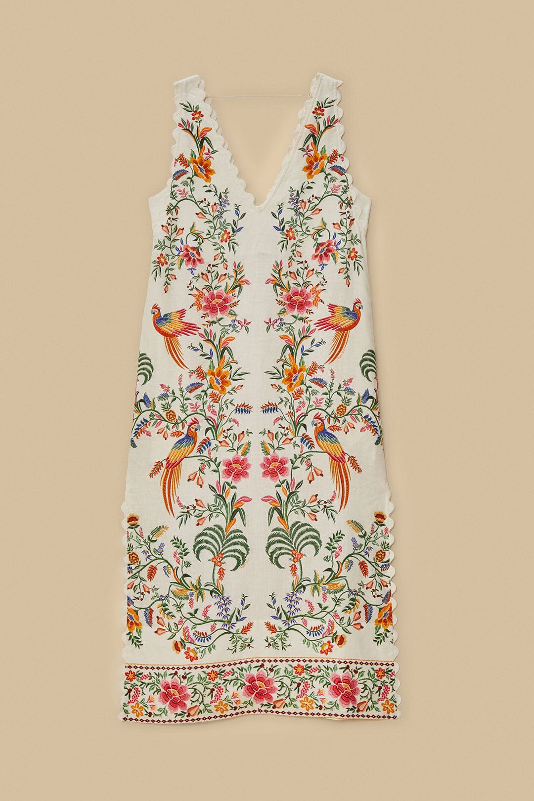 Off-White Delicate Forest Euroflax™ Premium Linen Maxi Dress