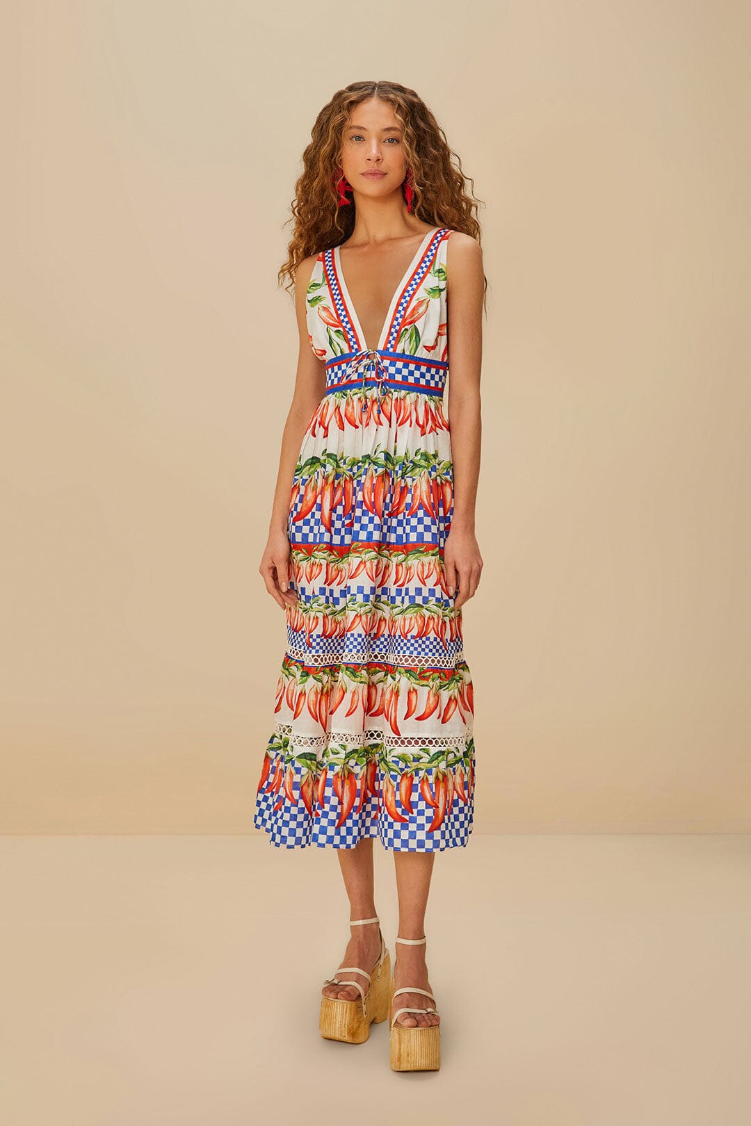 Off-White Picnic Peppers Ainika Midi Dress