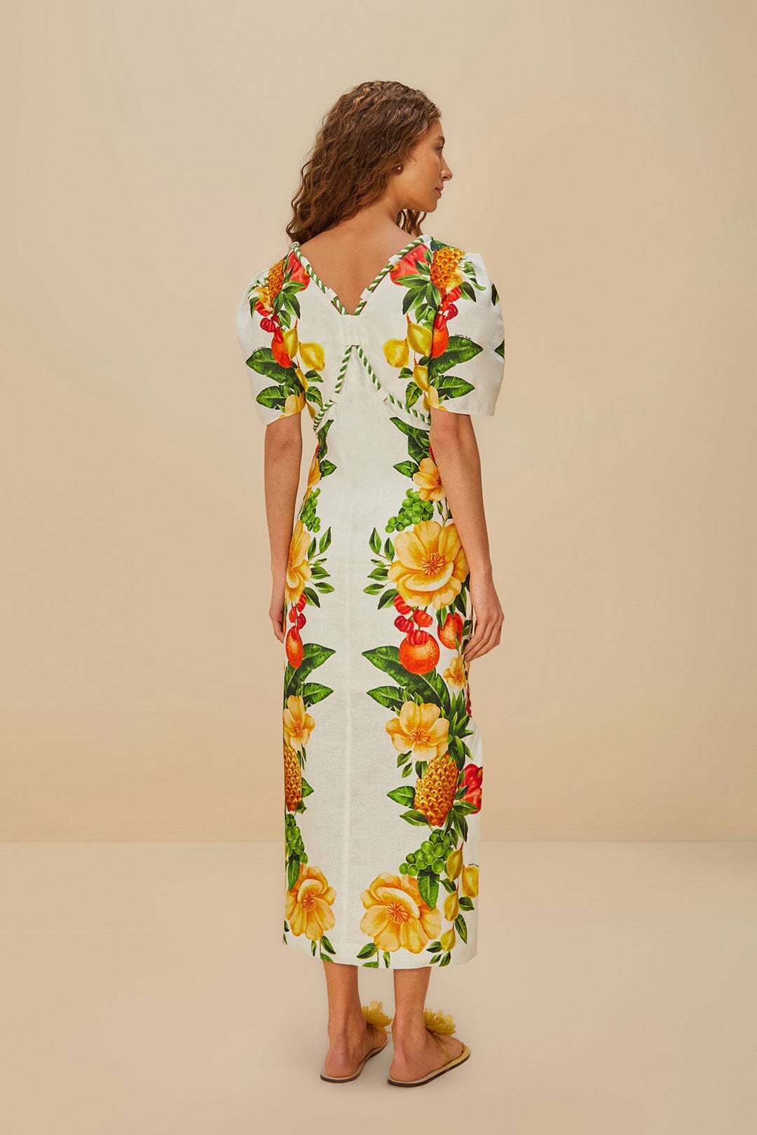 Off-White Picnic Flowers Maxi Dress