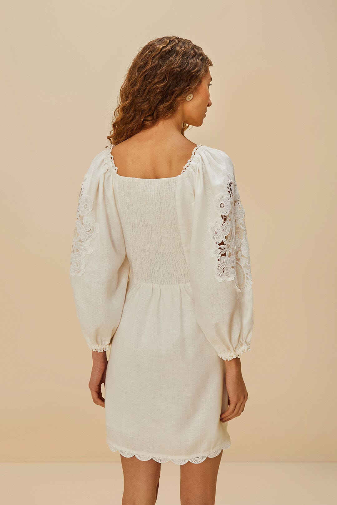 Off-White Embroidered Euroflax™ Premium Linen Mini Dress