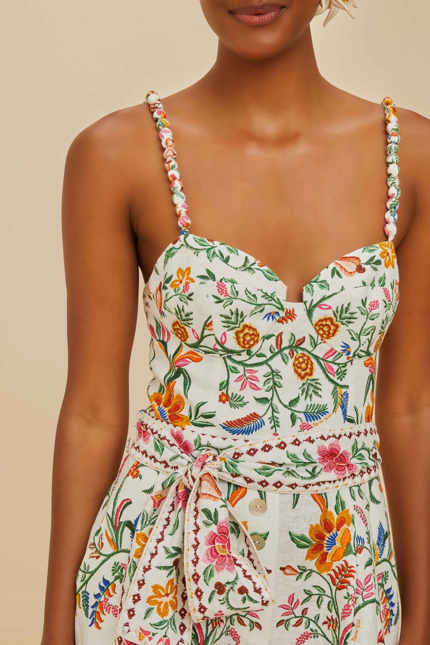Off-White Delicate Forest Euroflax™ Premium Linen Romper
