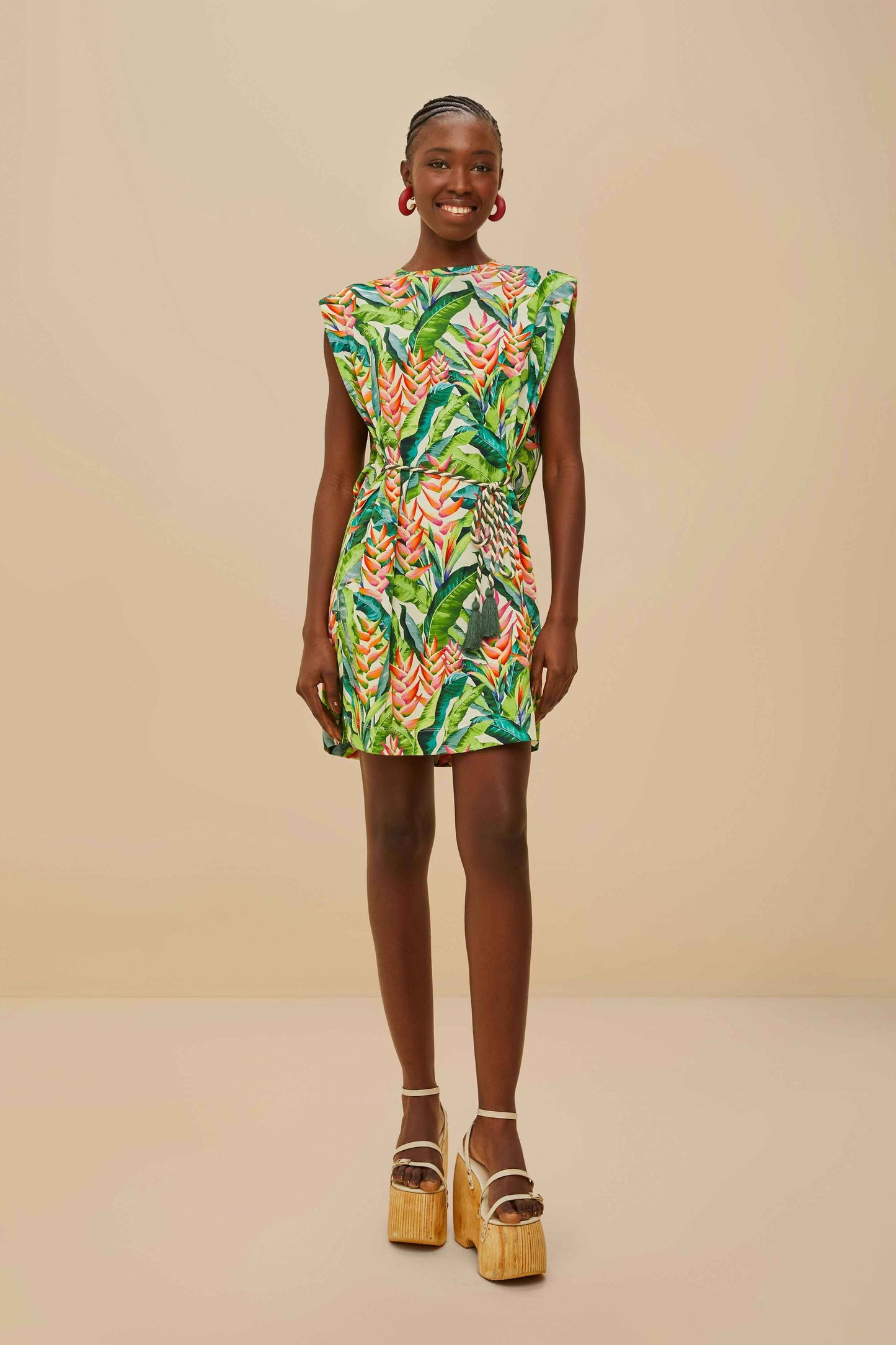 Off-White Heli Leaves Organic Cotton T-Shirt Mini Dress