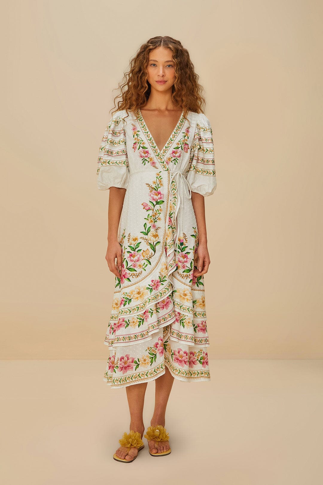 farm rio paradise midi dress Farm Rio Dress Womens Large Tropical Paradise One Shoulder Midi Cutout Waist