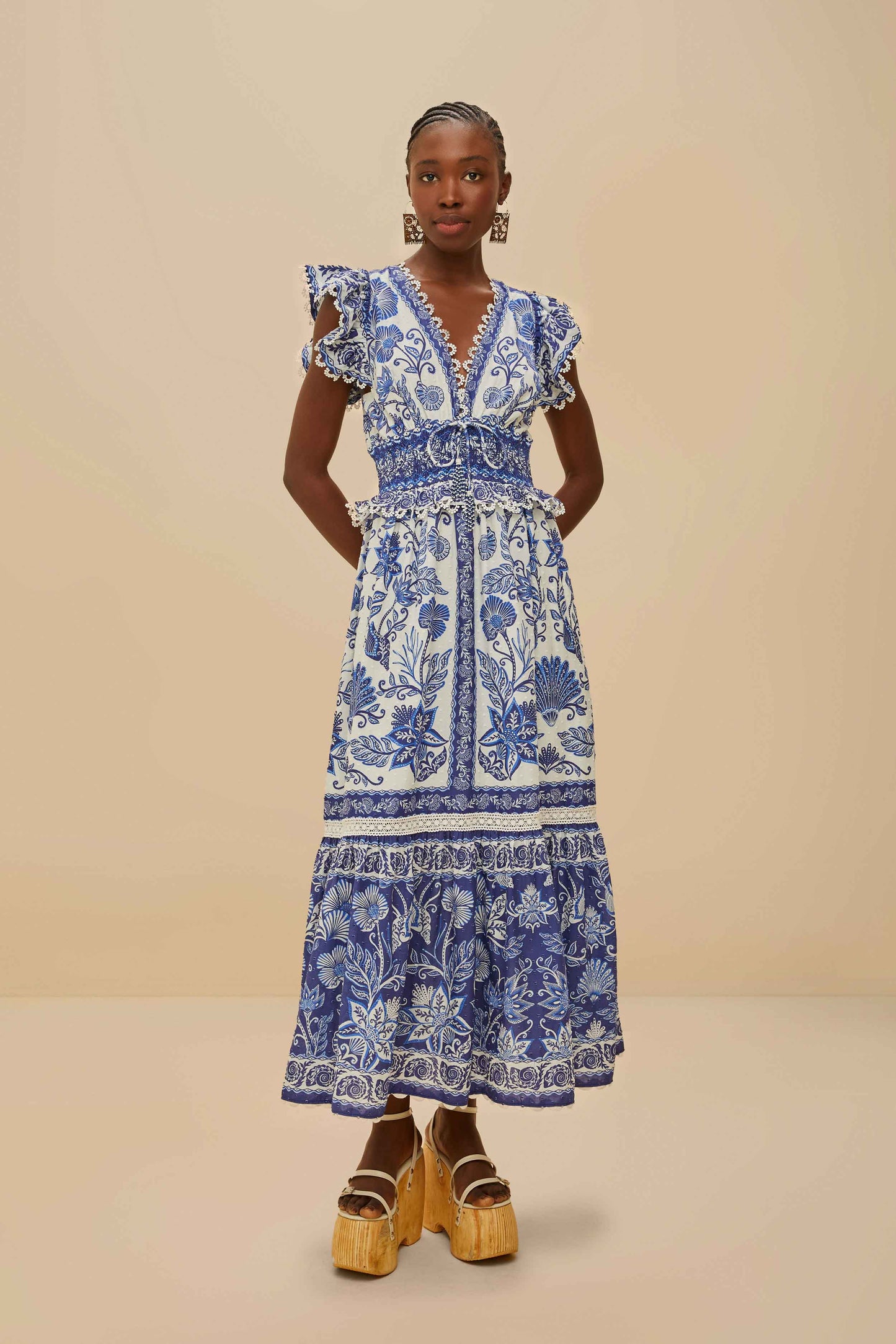 Off-White Shell Garden Maxi Dress