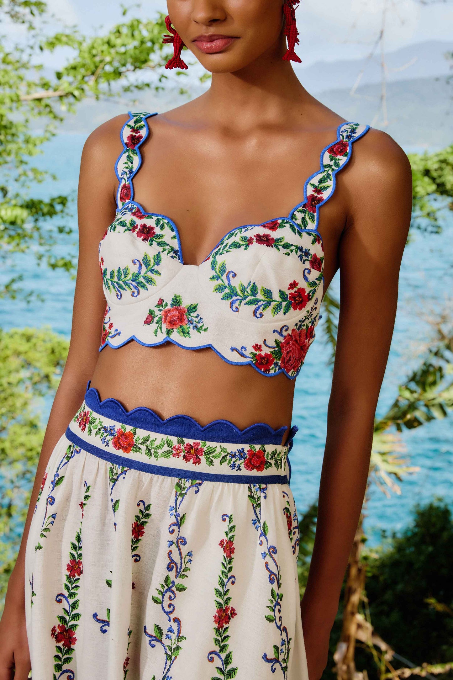 Off-White Flower Tapestry Euroflax™ Premium Linen Top