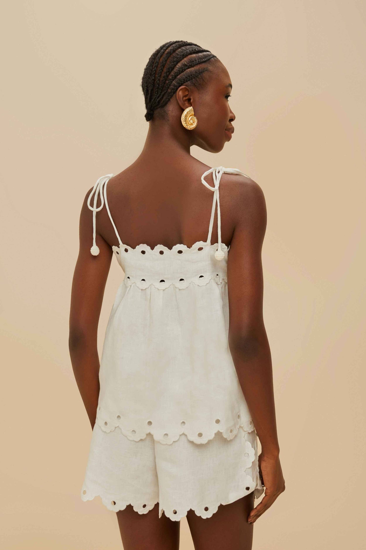 Off-White Flowers Richelieu Euroflax™ Premium Linen Blouse