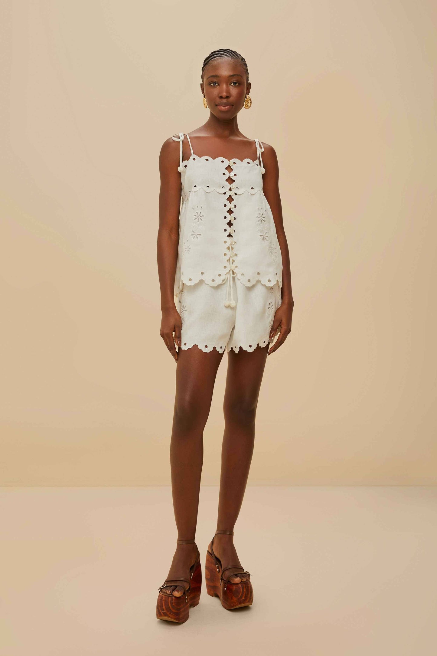Off-White Flowers Richelieu Euroflax™ Premium Linen Shorts