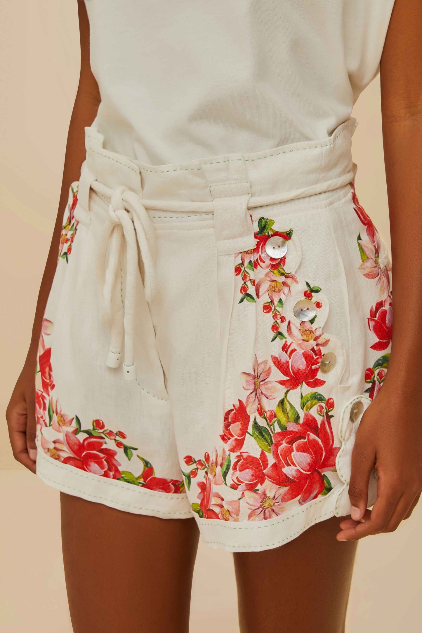 Off-White Flower Tapestry Embroidered Shorts