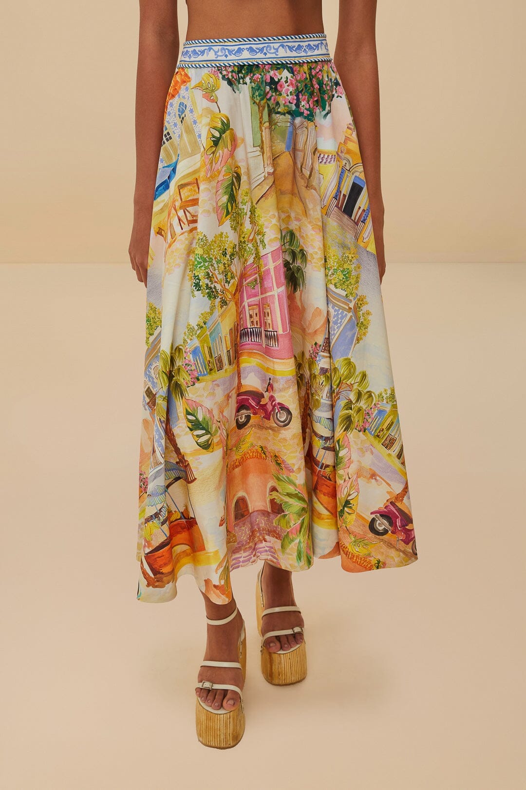 Multicolor Aracati Organic Cotton Midi Skirt