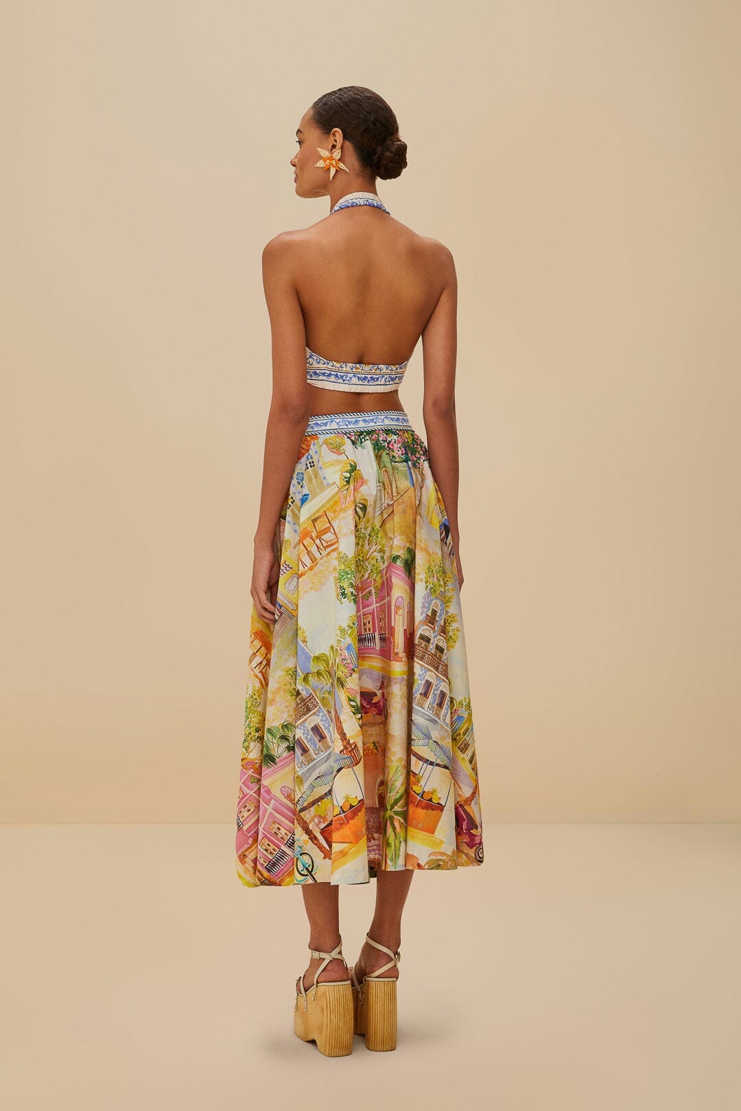 Multicolor Aracati Organic Cotton Midi Skirt