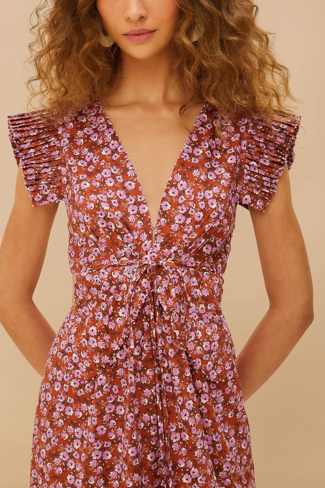 Brown Tiny Yard Butterfly Midi Dress