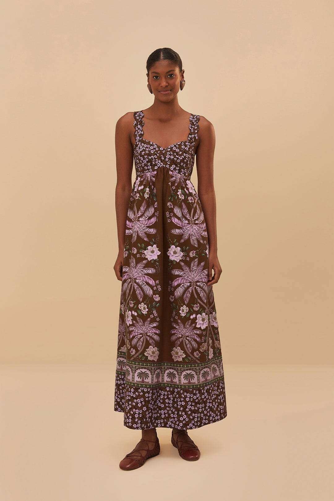 Brown Palm Dream LENZING™ ECOVERO™ Euroflax™ Maxi Dress