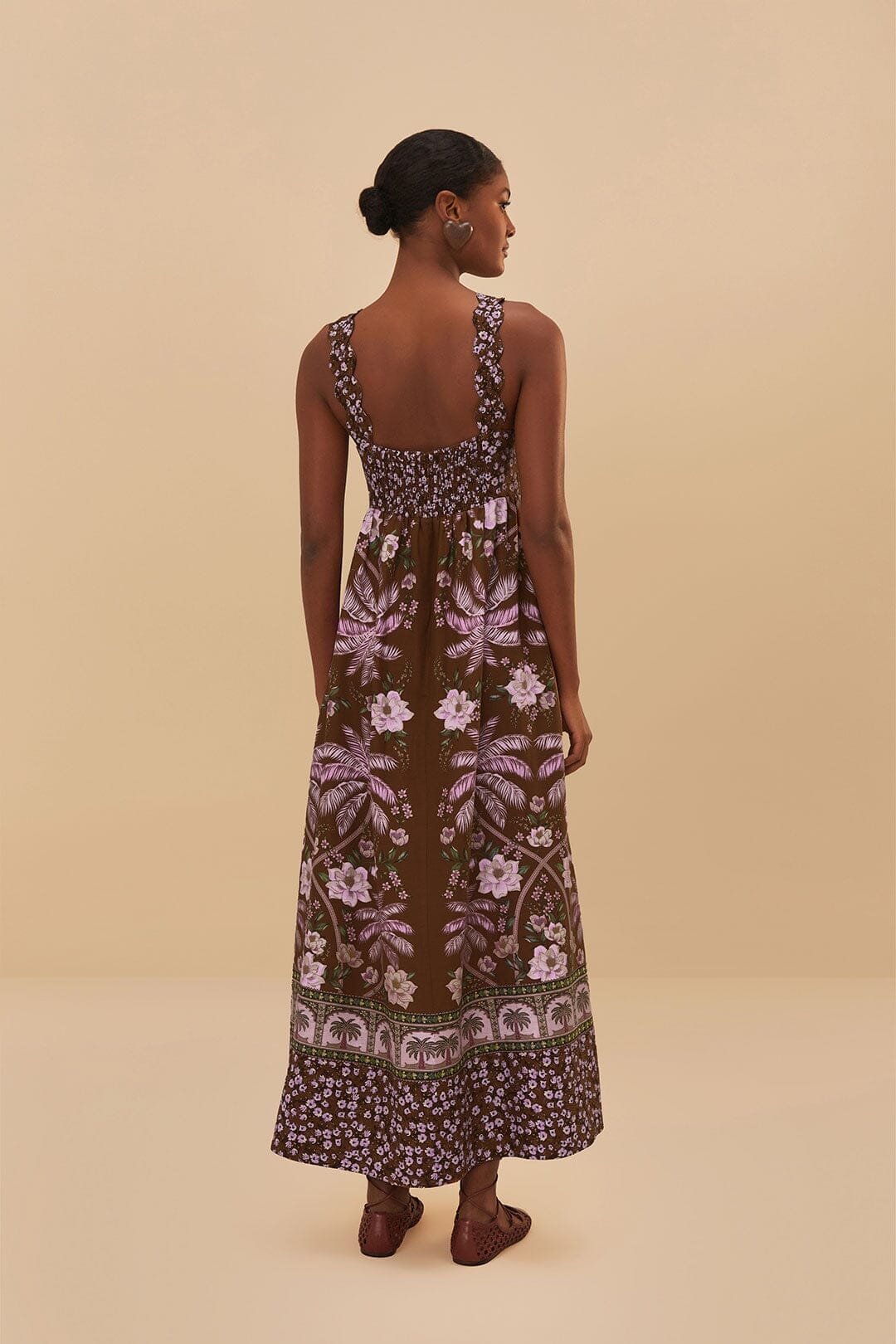 Brown Palm Dream LENZING™ ECOVERO™ Euroflax™ Maxi Dress