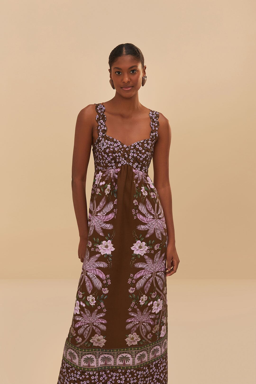 Brown Palm Dream LENZING™ ECOVERO™ Euroflax™ Maxi Dress