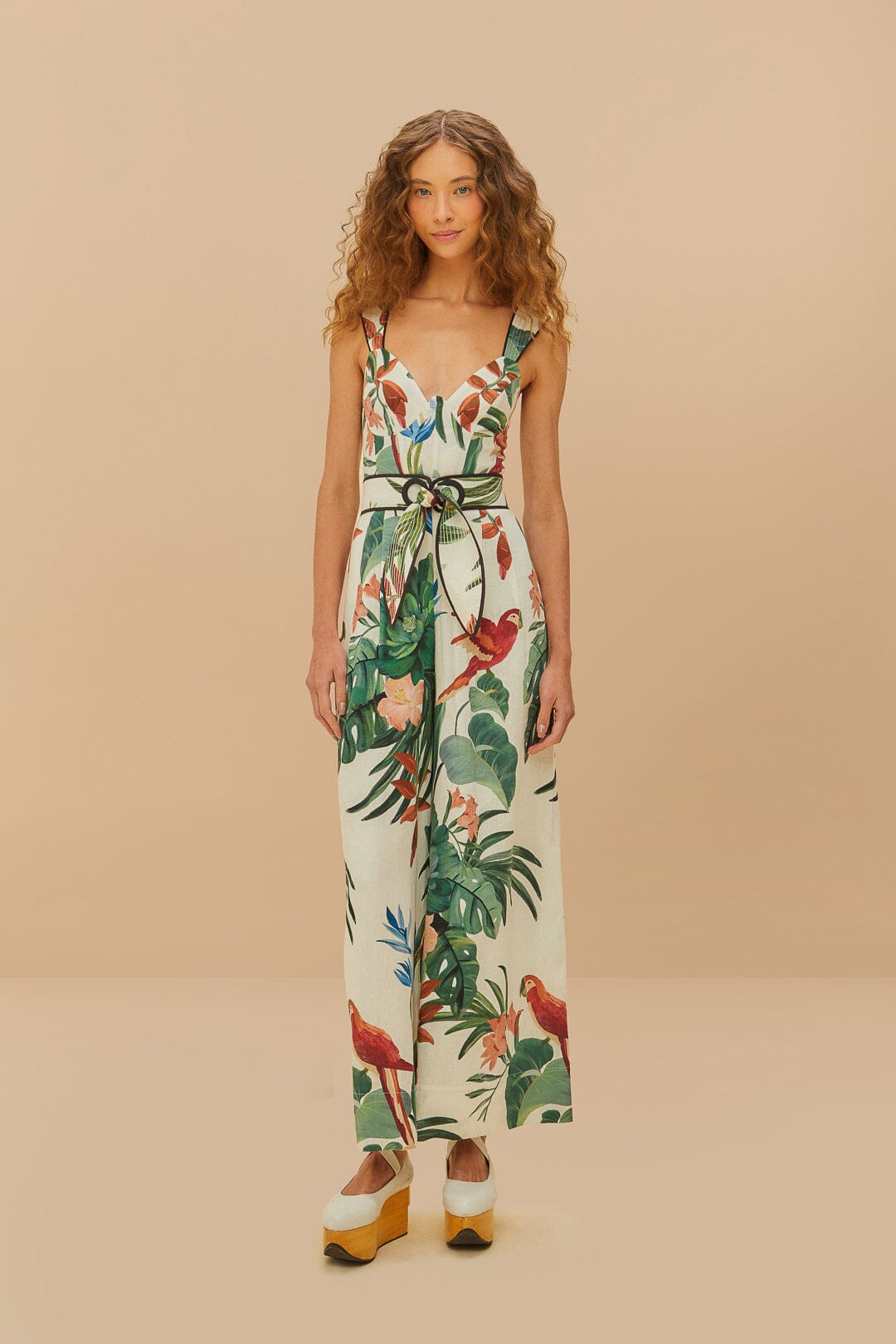 Off-White Midnight Macaw Fiesta LENZING™ ECOVERO™ Euroflax™ Jumpsuit