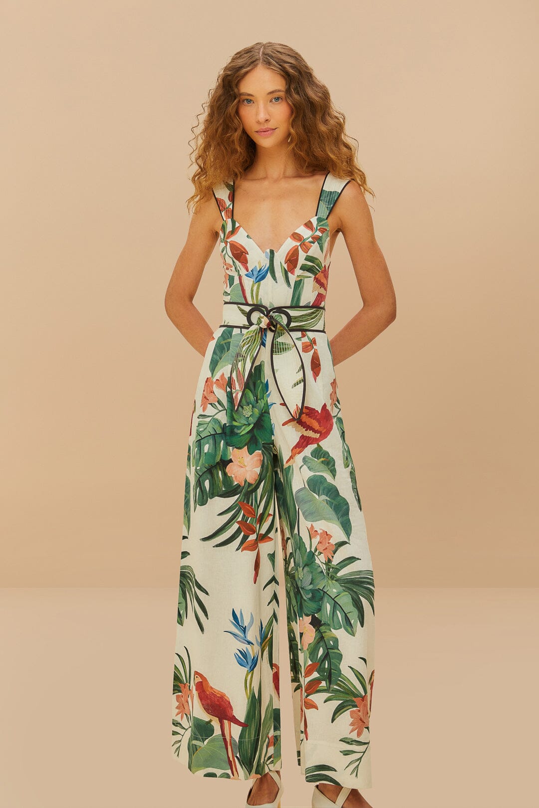 Off-White Midnight Macaw Fiesta LENZING™ ECOVERO™ Euroflax™ Jumpsuit
