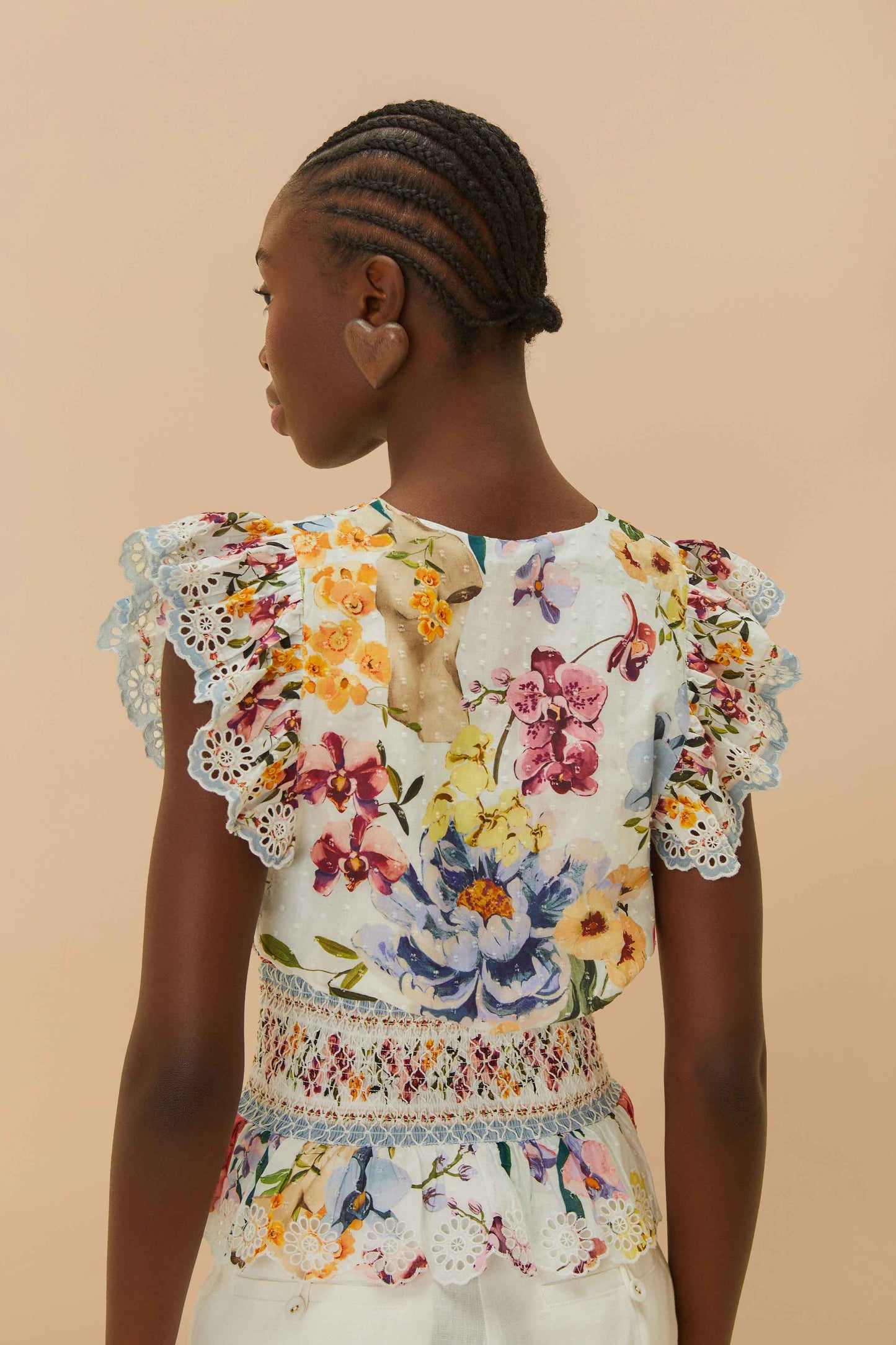 Off-White Greek Garden Smocked Blouse