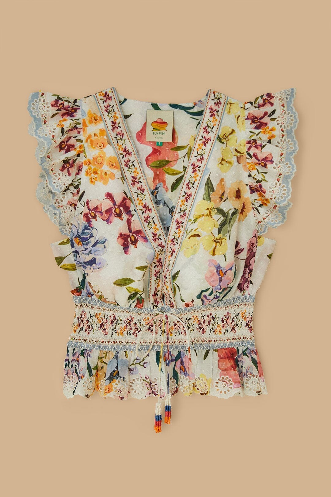 Off-White Greek Garden Smocked Blouse
