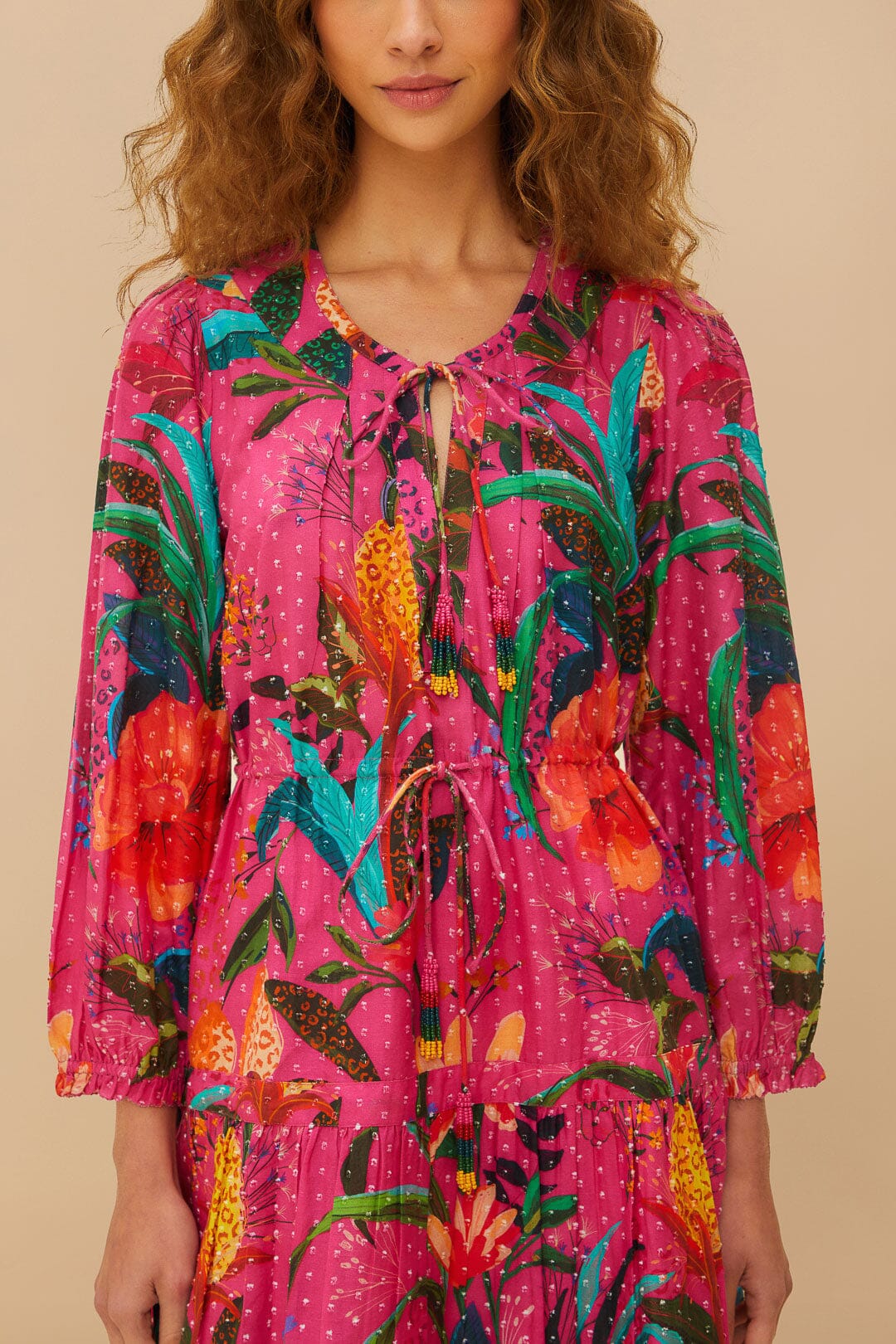 Pink Leopard Flowers Mini Dress