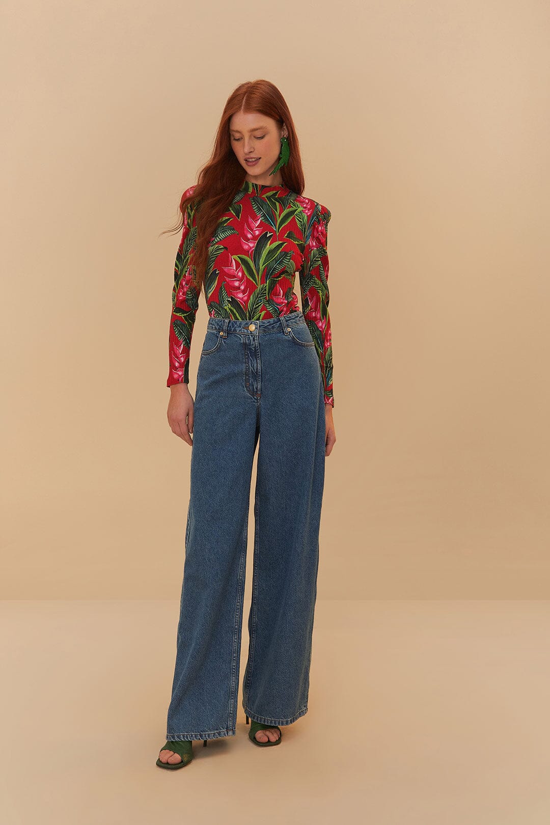 Red Dream Garden Long Sleeve Bodysuit