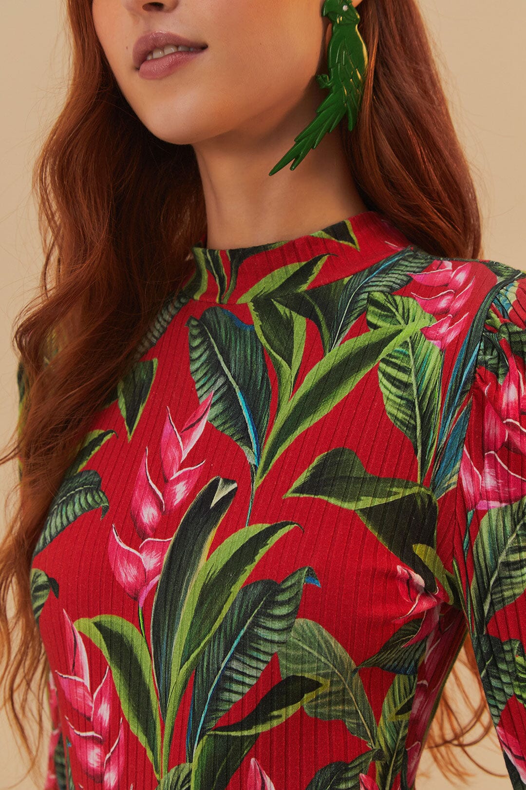 Red Dream Garden Long Sleeve Bodysuit
