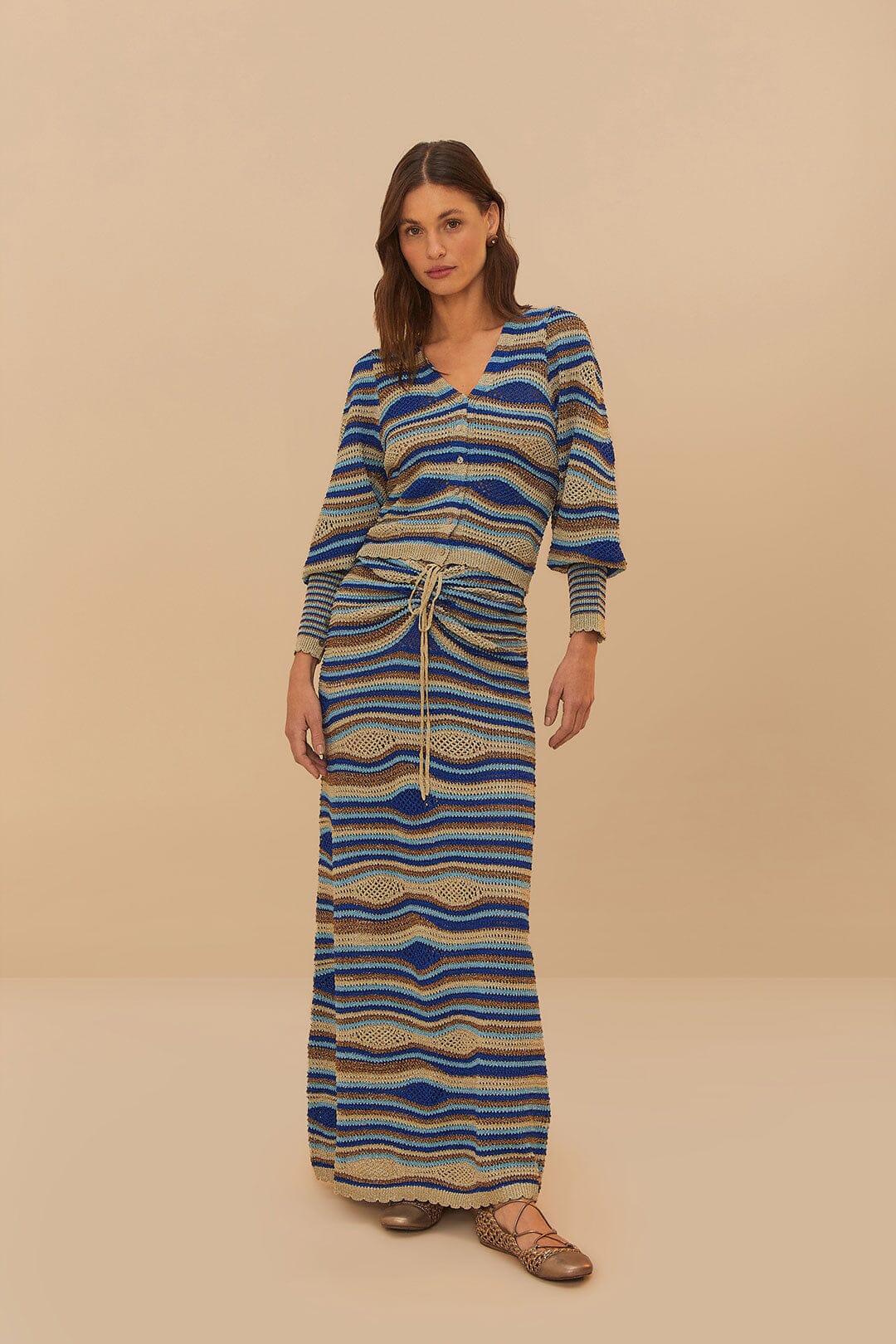 Blue Mixed Waves Knit Skirt