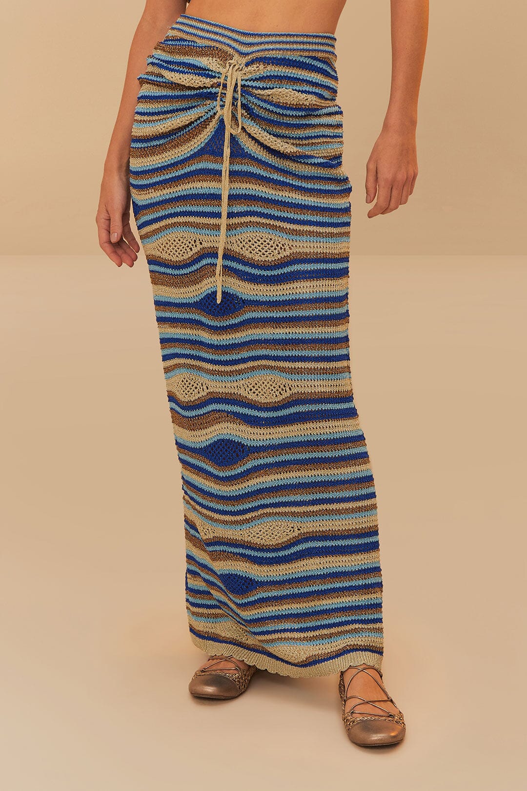 Blue Mixed Waves Knit Skirt