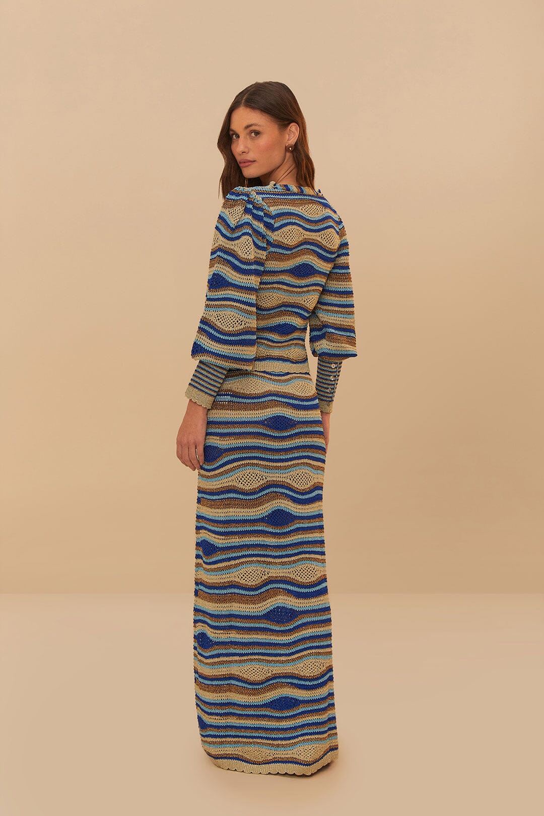 Blue Mixed Waves Knit Skirt