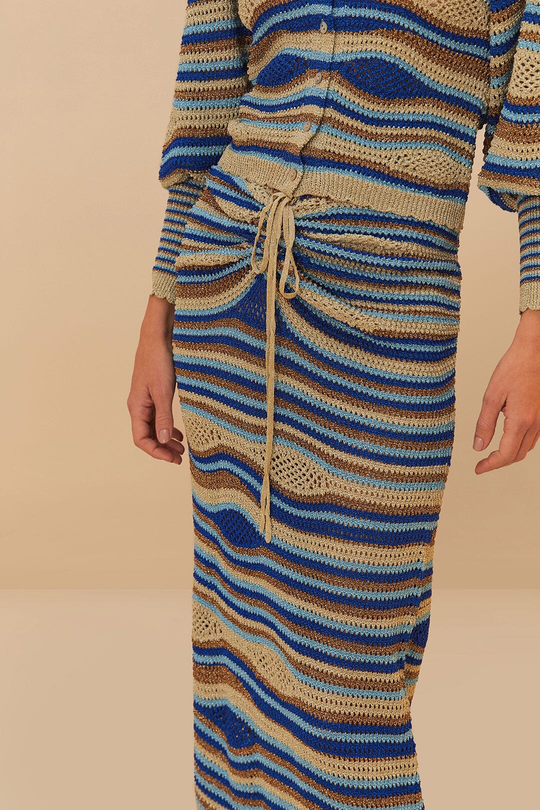 Blue Mixed Waves Knit Skirt