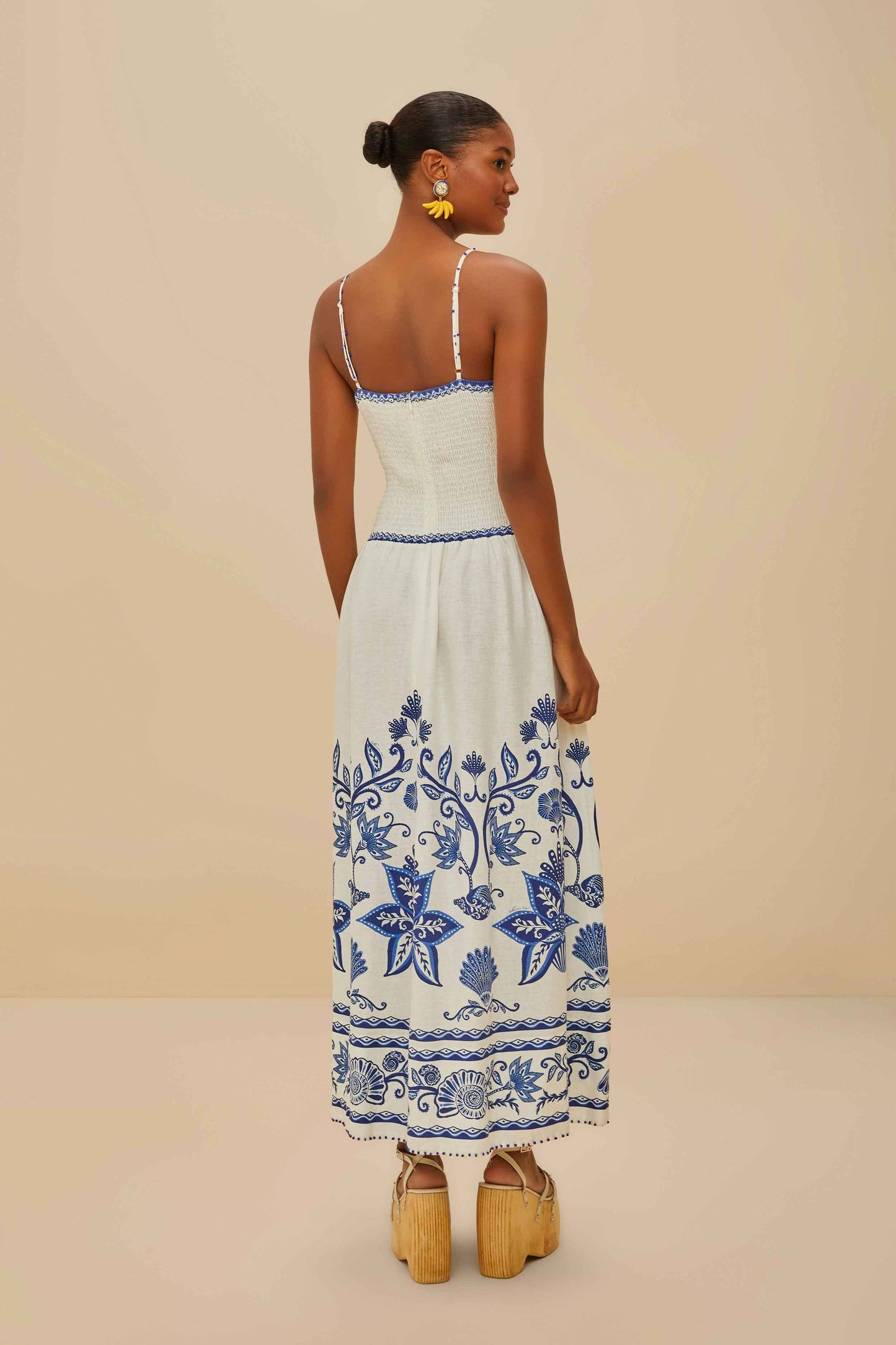 Off-White Shell Garden LENZING™ ECOVERO™ Euroflax™ Midi Dress