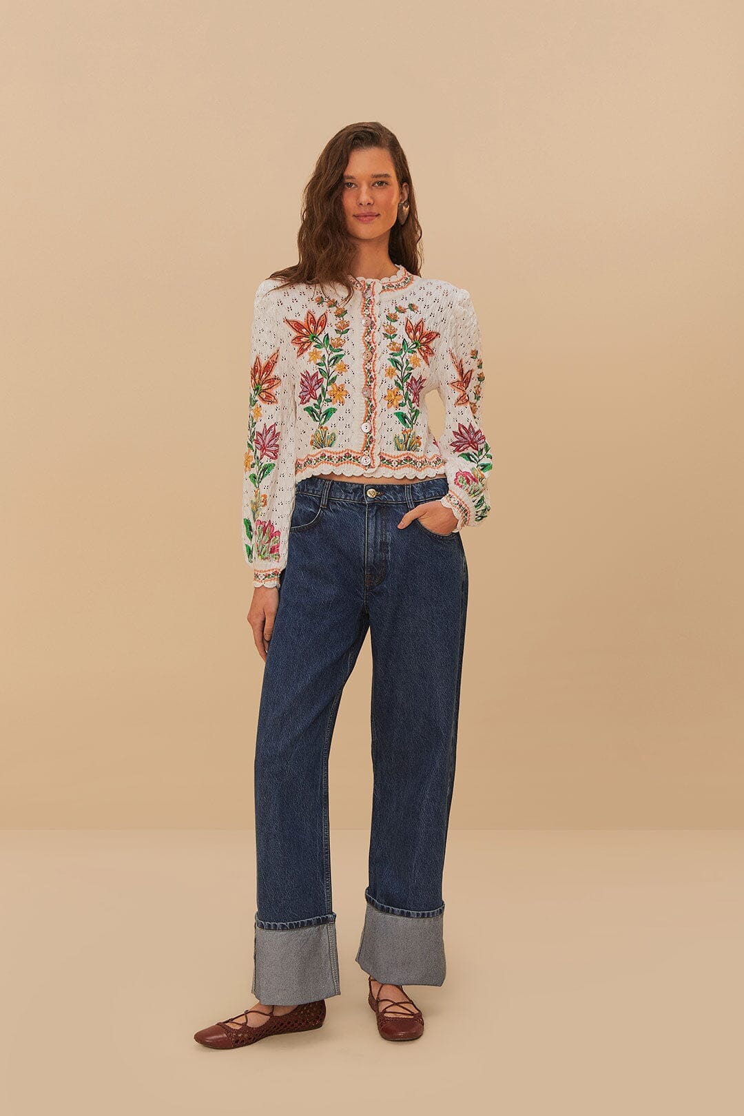 Denim Low Waist Wide Pants