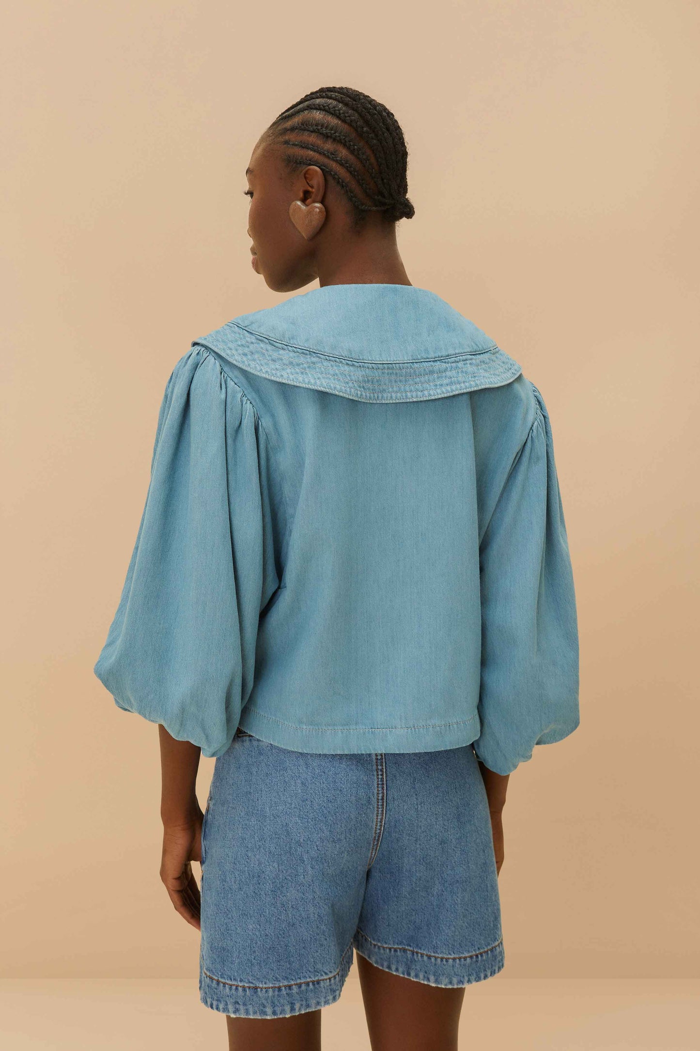 Denim Notched Lapel Shirt