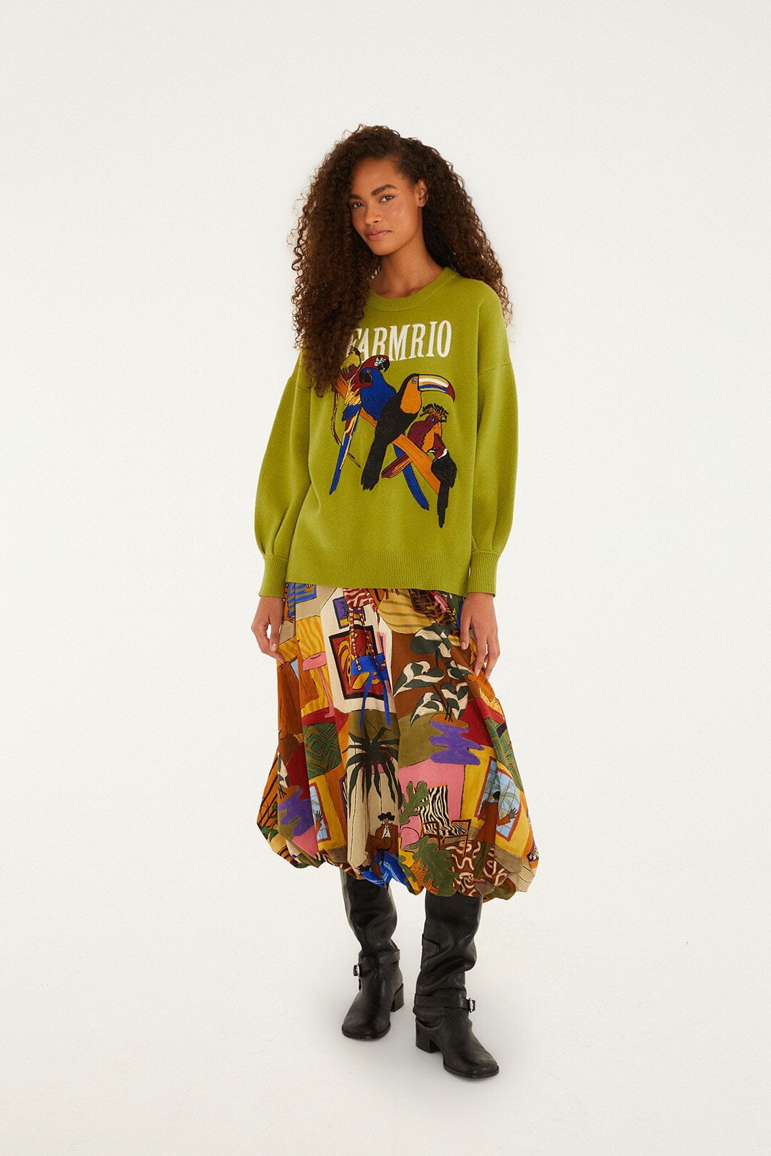 Green Nature Lovers Embroidered Sweater