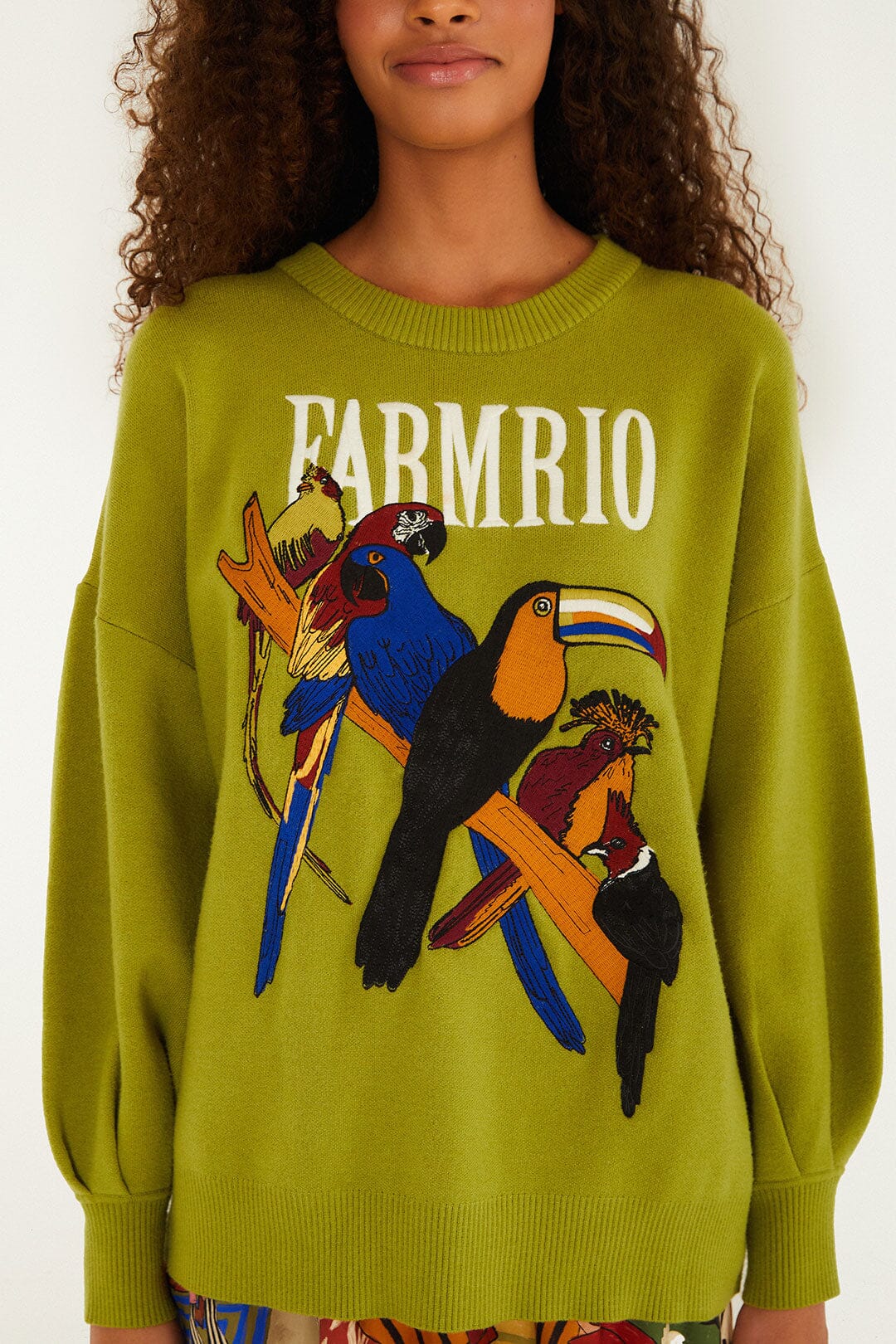 Green Nature Lovers Embroidered Sweater