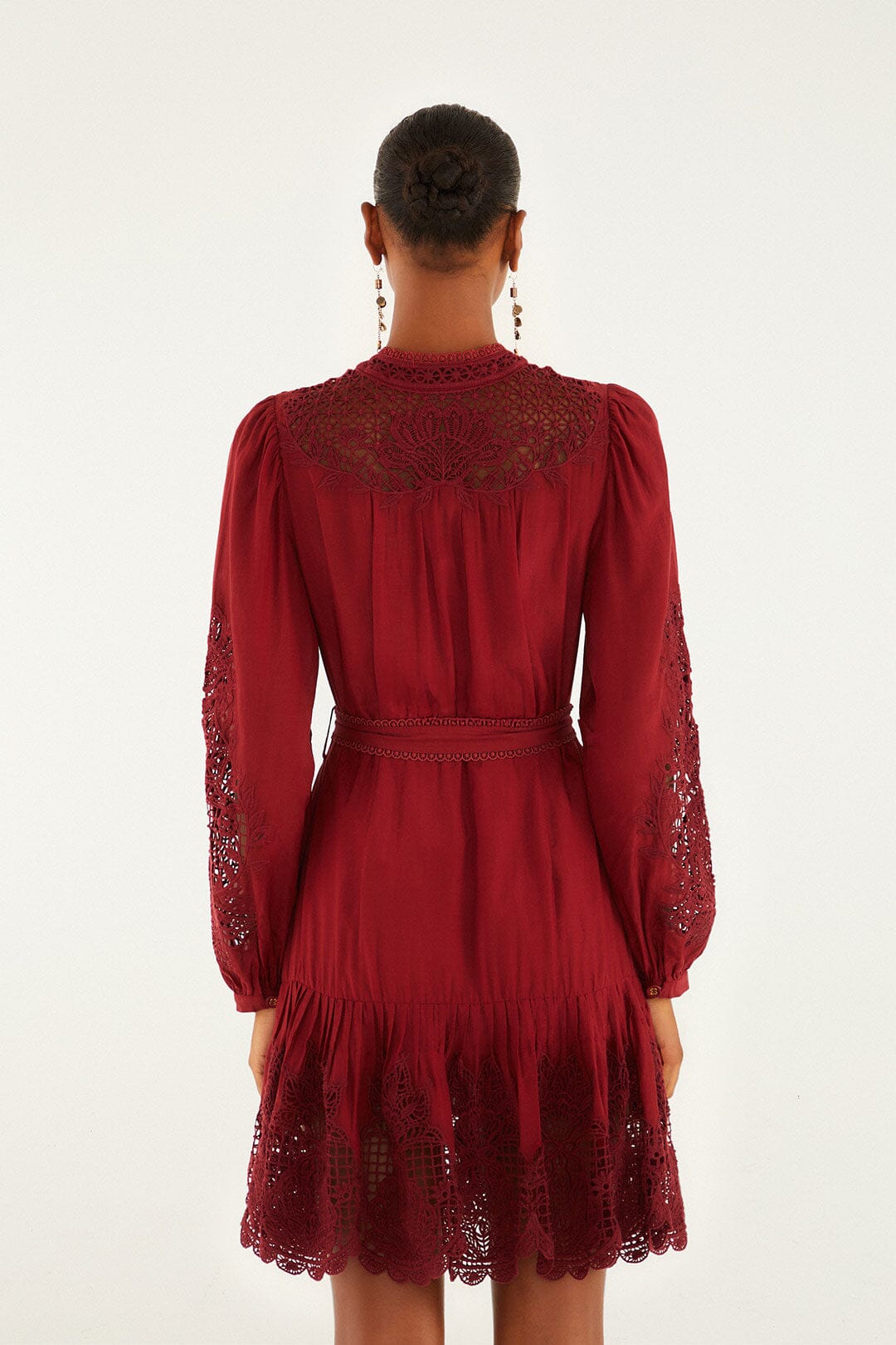 BURGUNDY LONG SLEEVE MINI DRESS