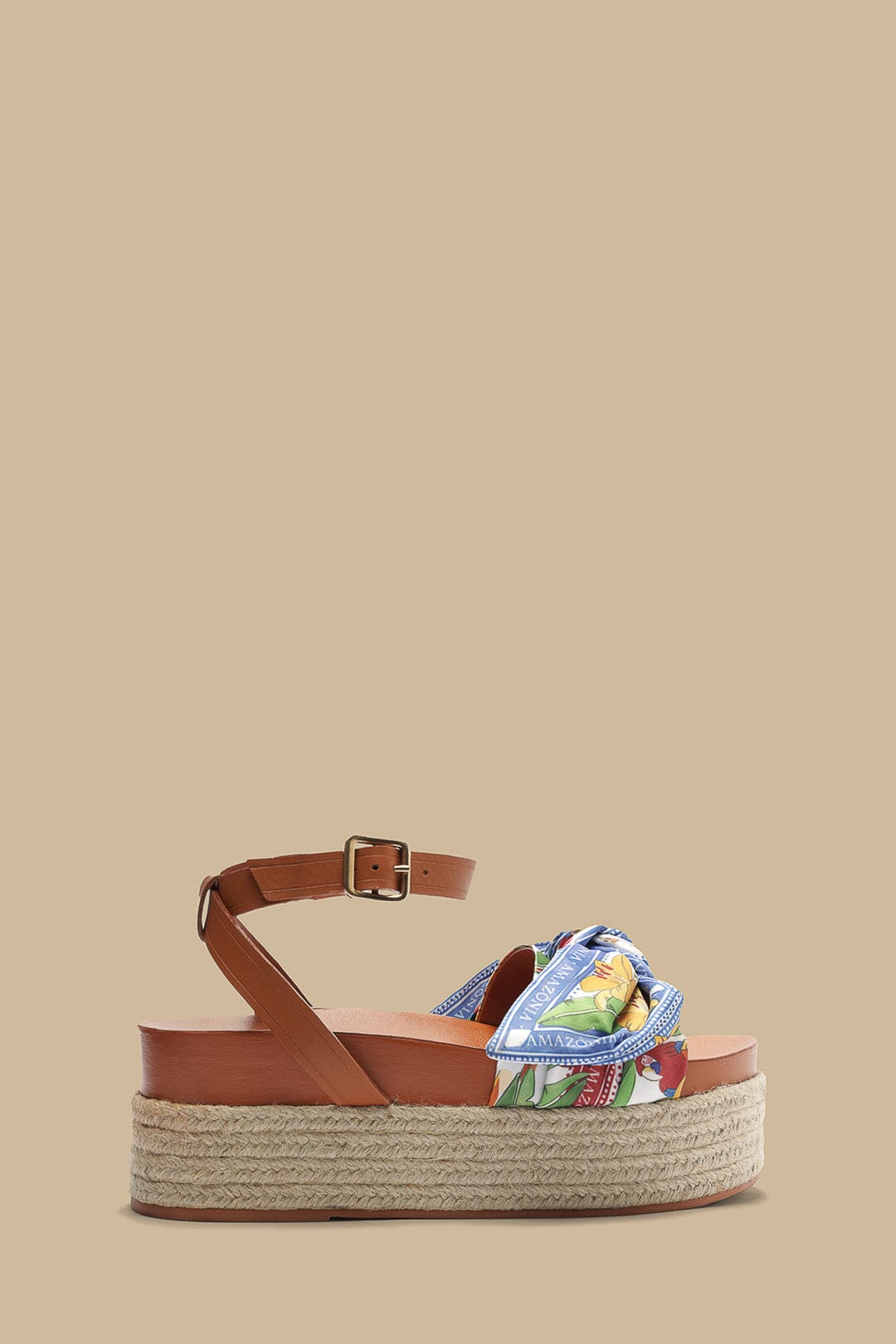 Camel Scarf Flatform Espadrille