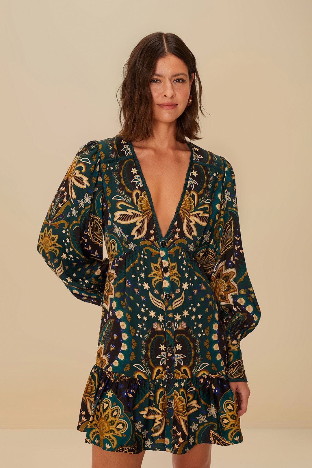 farm rio mixed romantic garden mini dress FARM RIO